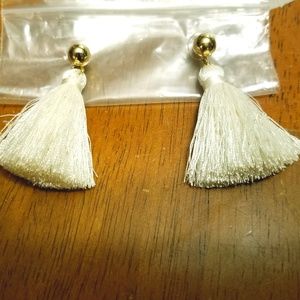 White Tassel Earrings